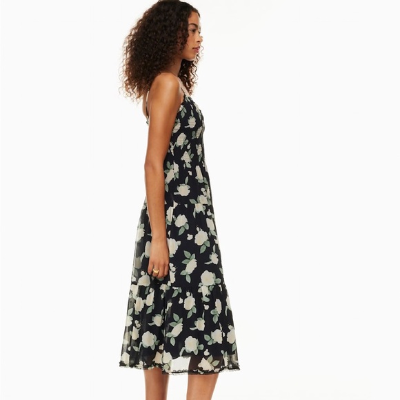 Floral Black and White Midi Dress - Picture 3 of 6